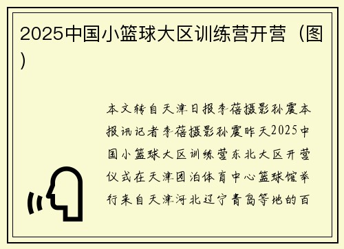 2025中国小篮球大区训练营开营（图）